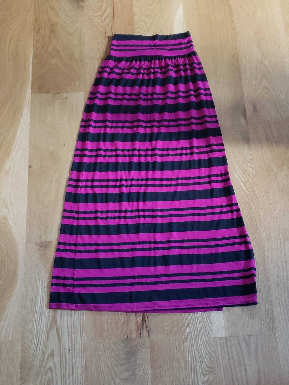 AB Studios Women's Pink and Black Striped Maxi Skirt